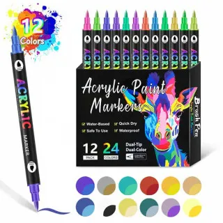 Akrilni markerji z dvojno konico – 24 barv